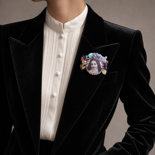 Sous la protection de Thérèse — Broche brodée à la main