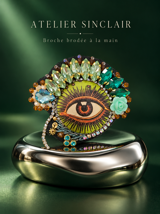 L’Œil de la Muse — Broche brodée à la main