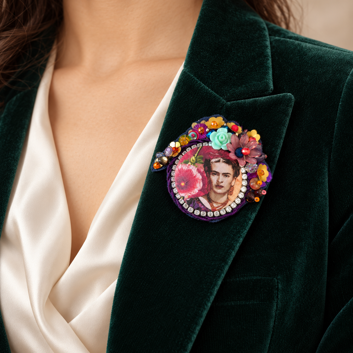 Le Jardin de Frida – Broche brodée à la main