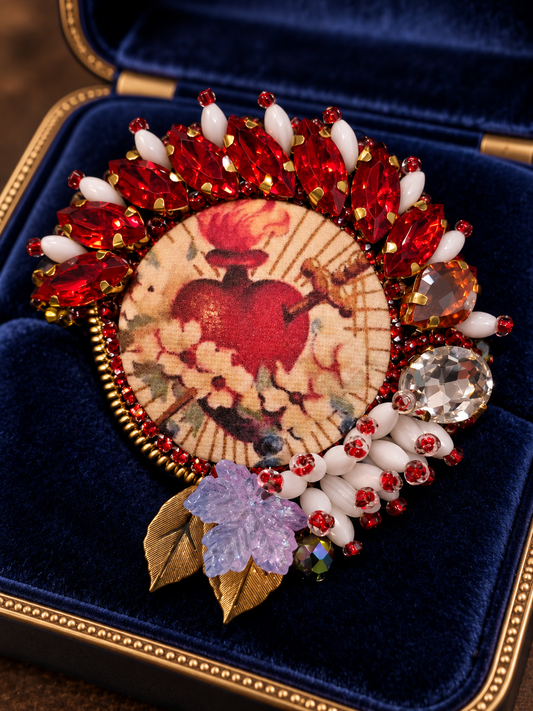 The Incandescent Heart — Hand-embroidered brooch
