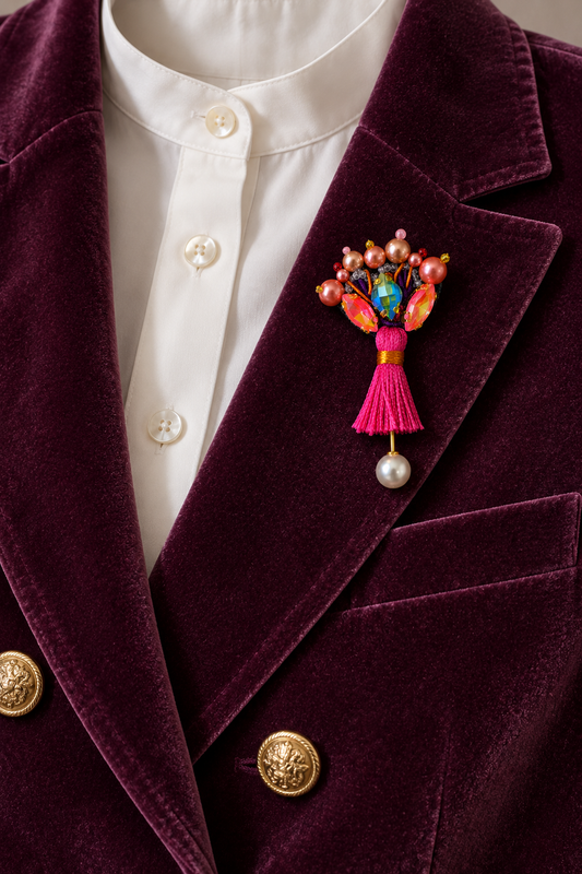The Whimsical One — Embroidered brooch pin with tassel

The Little Treasures Collection