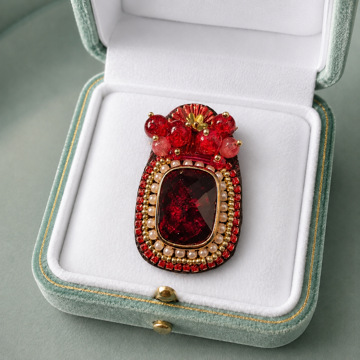 Broche brodée  Ardeur — Collection Émotions