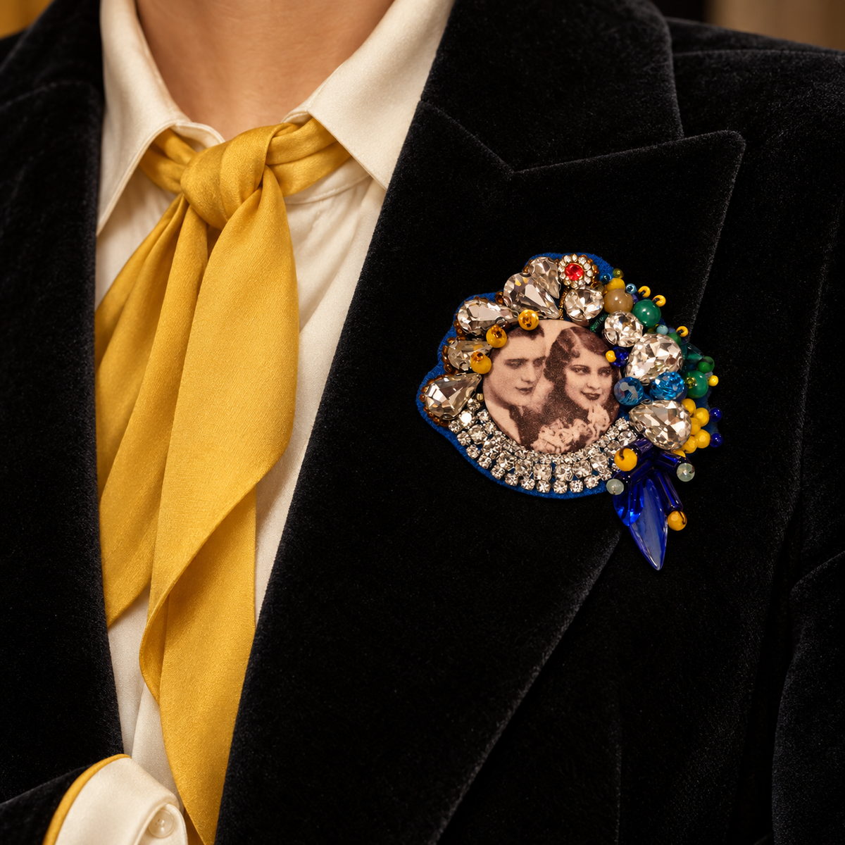 Broche brodée Les Inséparables – Pièce unique