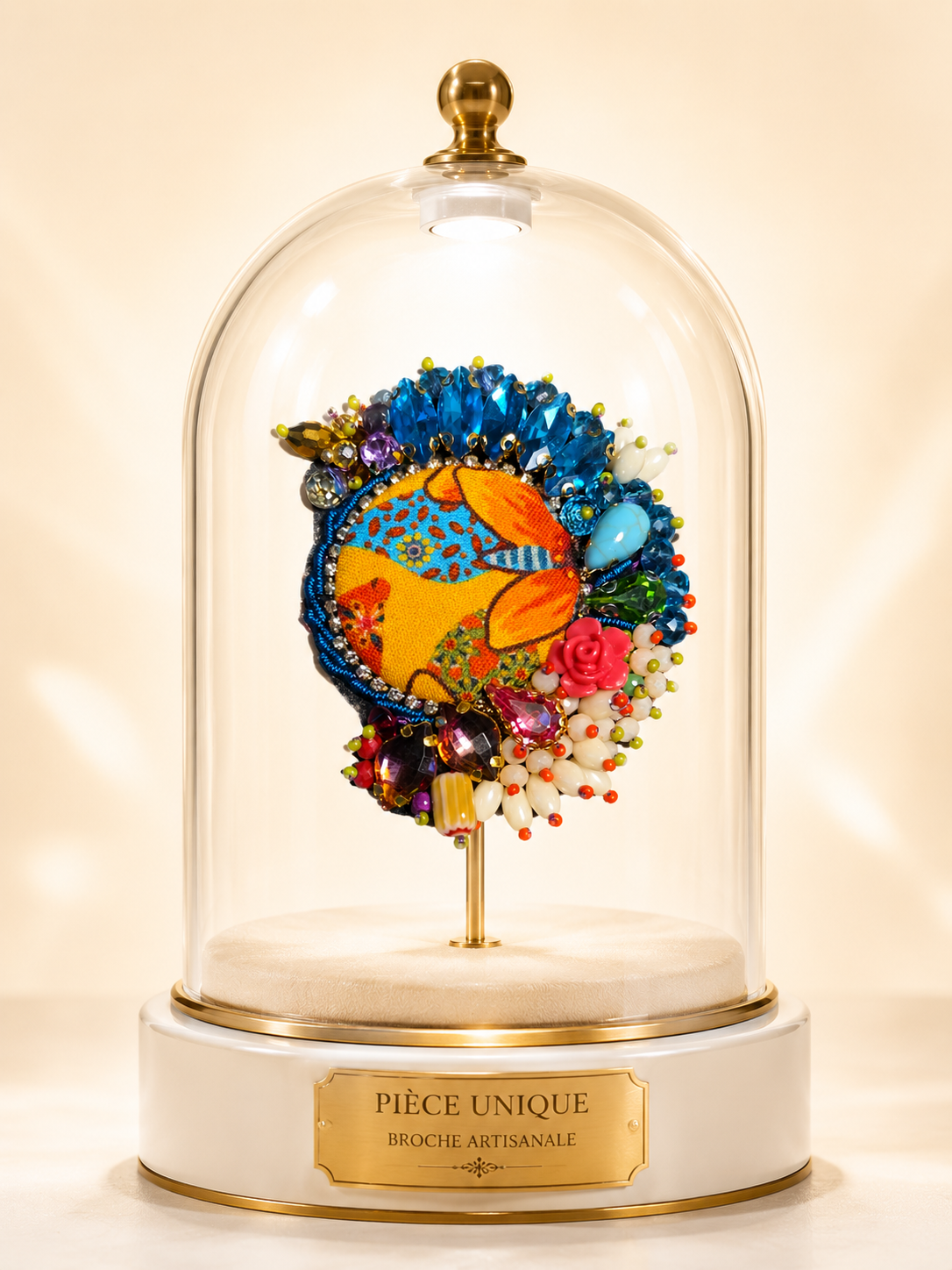 Broche brodée Zingara | Broche bohème chic artisanale | Pièce unique