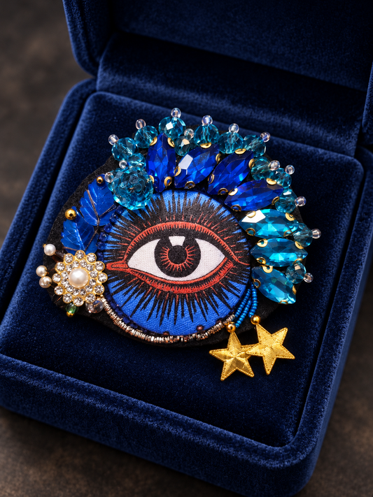 L’Œil des étoiles — Broche brodée à la main
