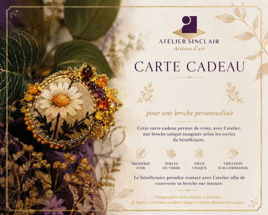 Carte Cadeau - une broche brodée sur mesure