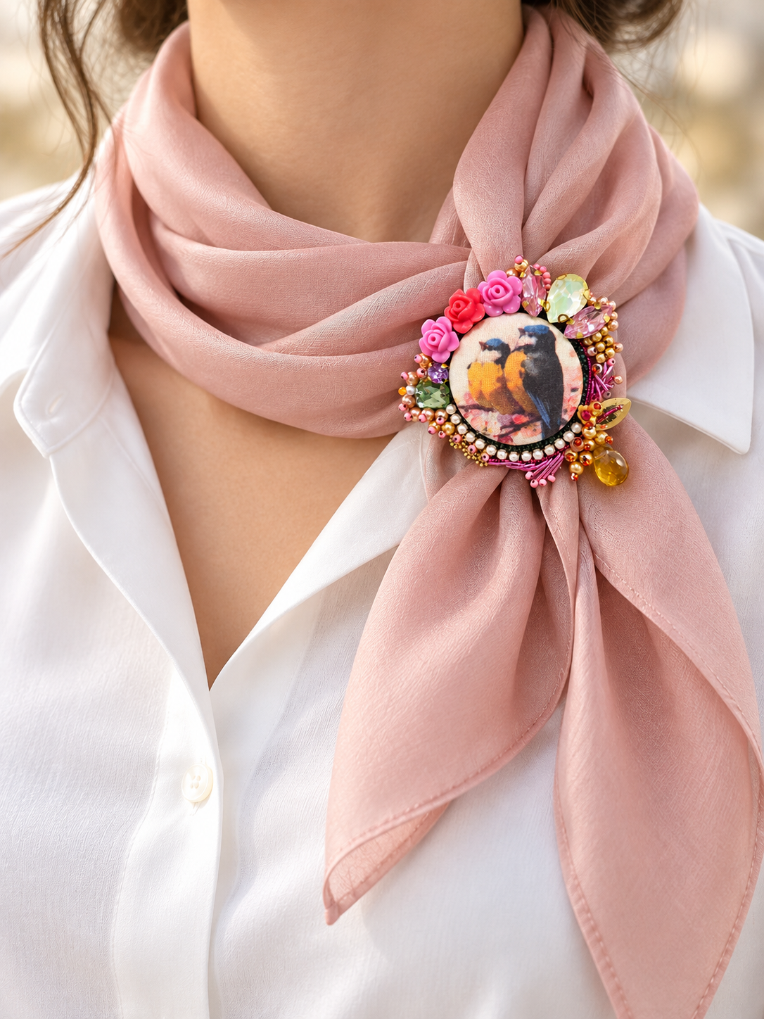 Là où nichent les rêves — Broche brodée main