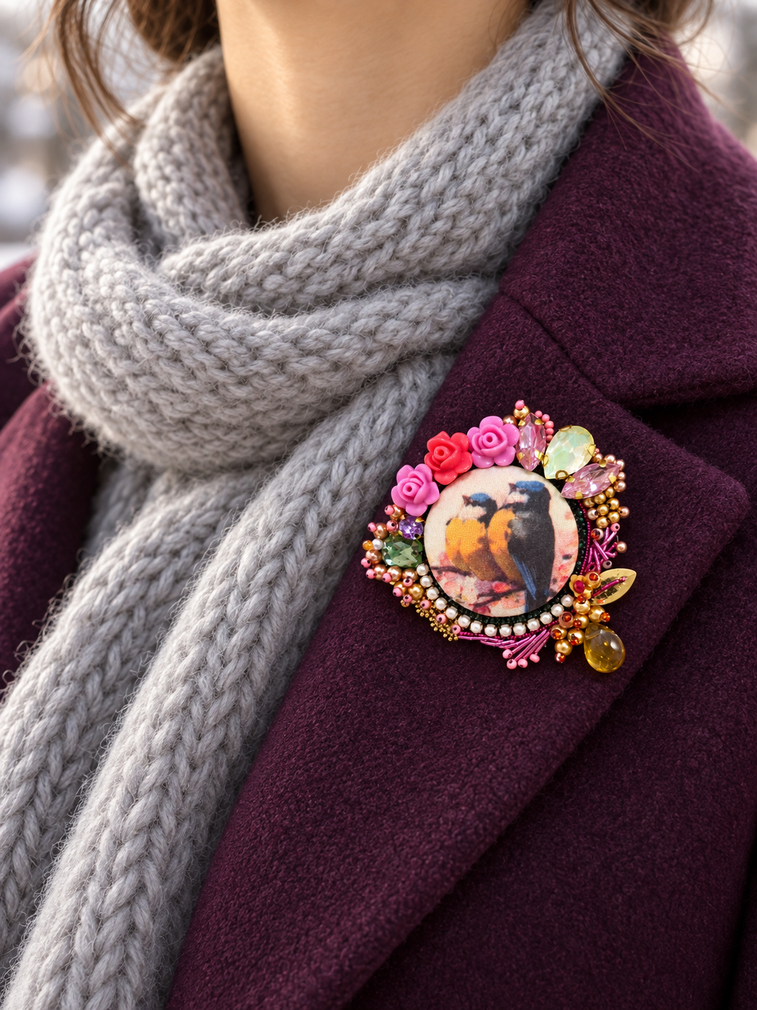 Là où nichent les rêves — Broche brodée main