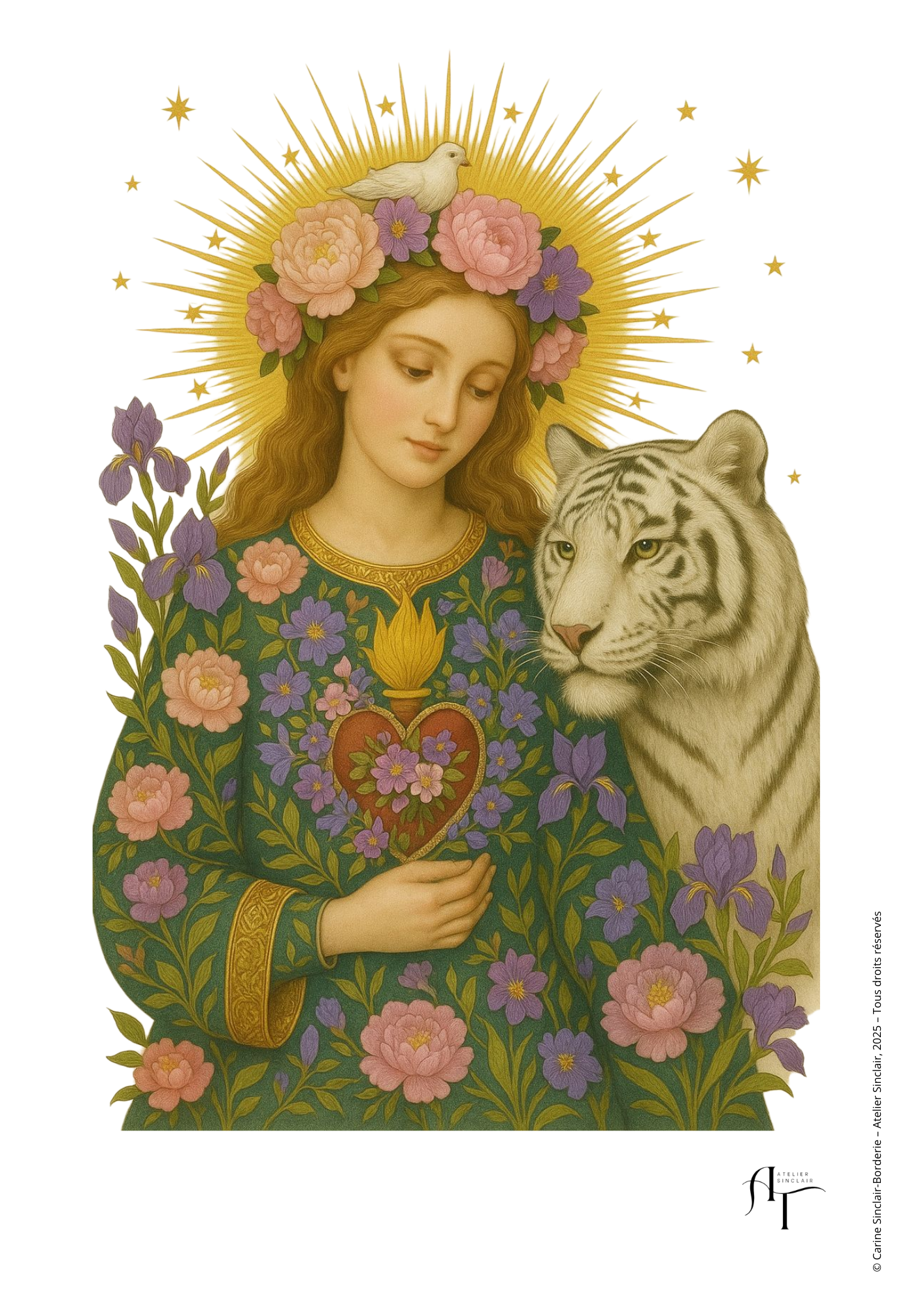 La Dame aux fleurs et au tigre blanc