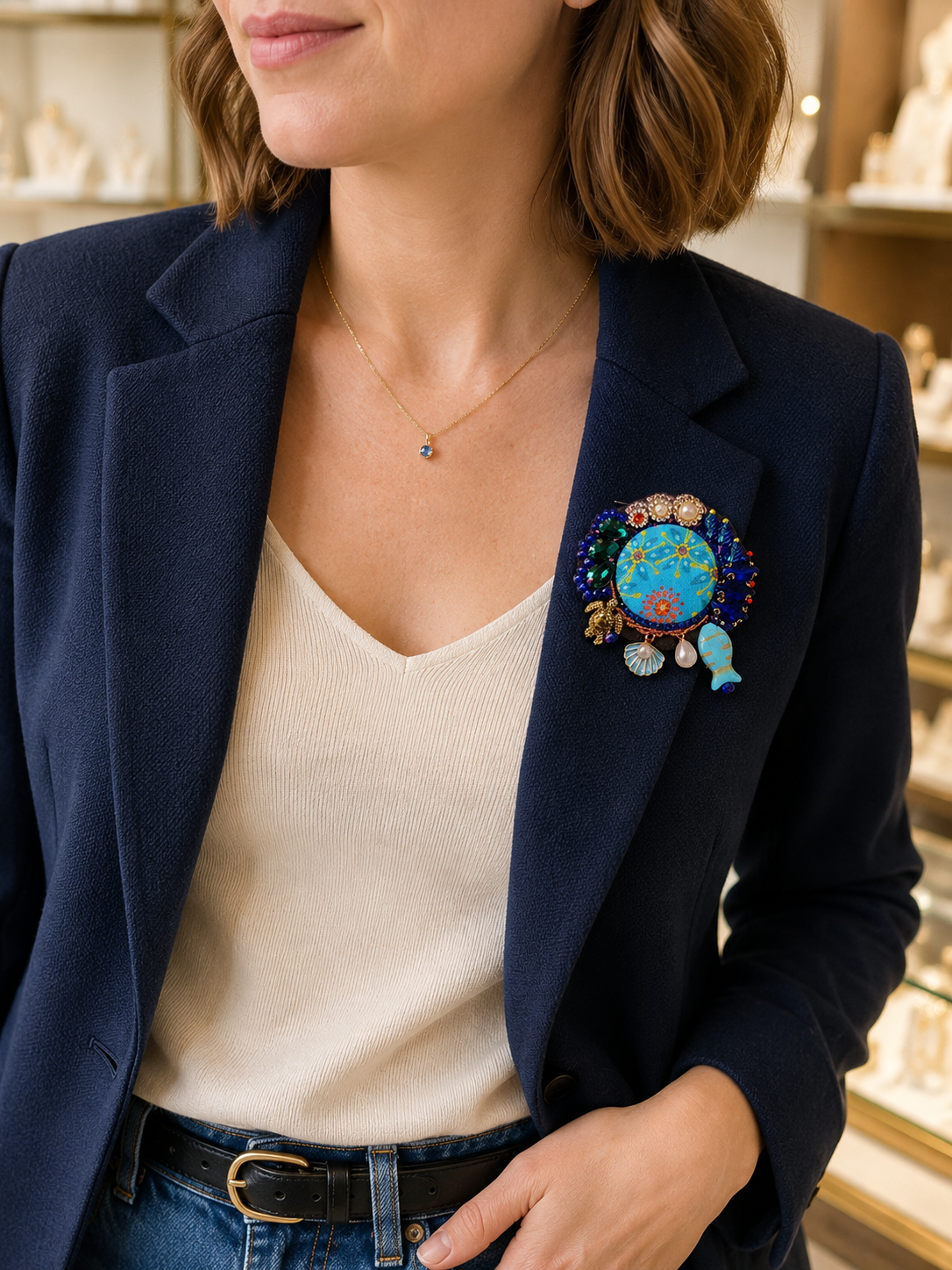 Broche brodée "La Gitane des Marées"
Pièce unique brodée à la main
