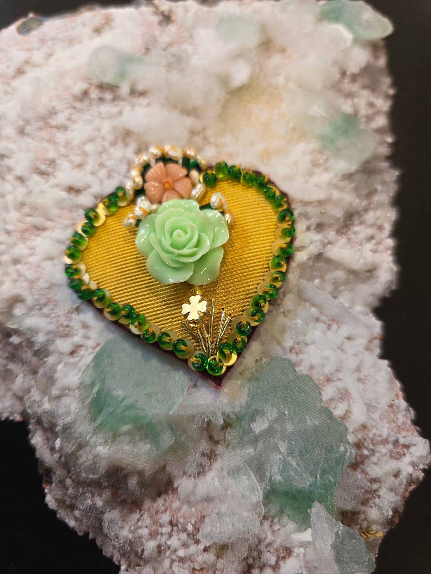 Collection "LE CHAMPS DES COEURS"  / La rose & le trèfle