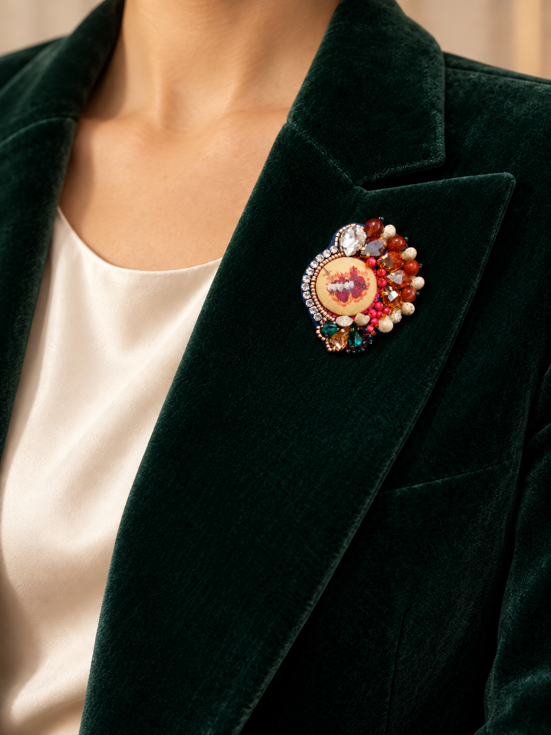 Broche brodée. Le Cœur des Marées ❤️‍🔥🐚