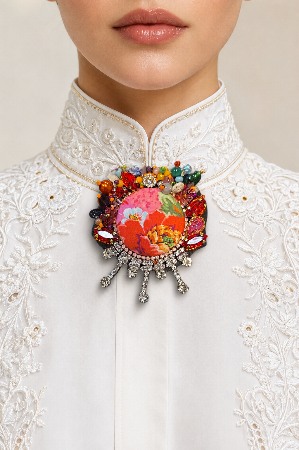 BROCHE BRODÉE.  COLLECTION MANOUCHE Jardin Manouche