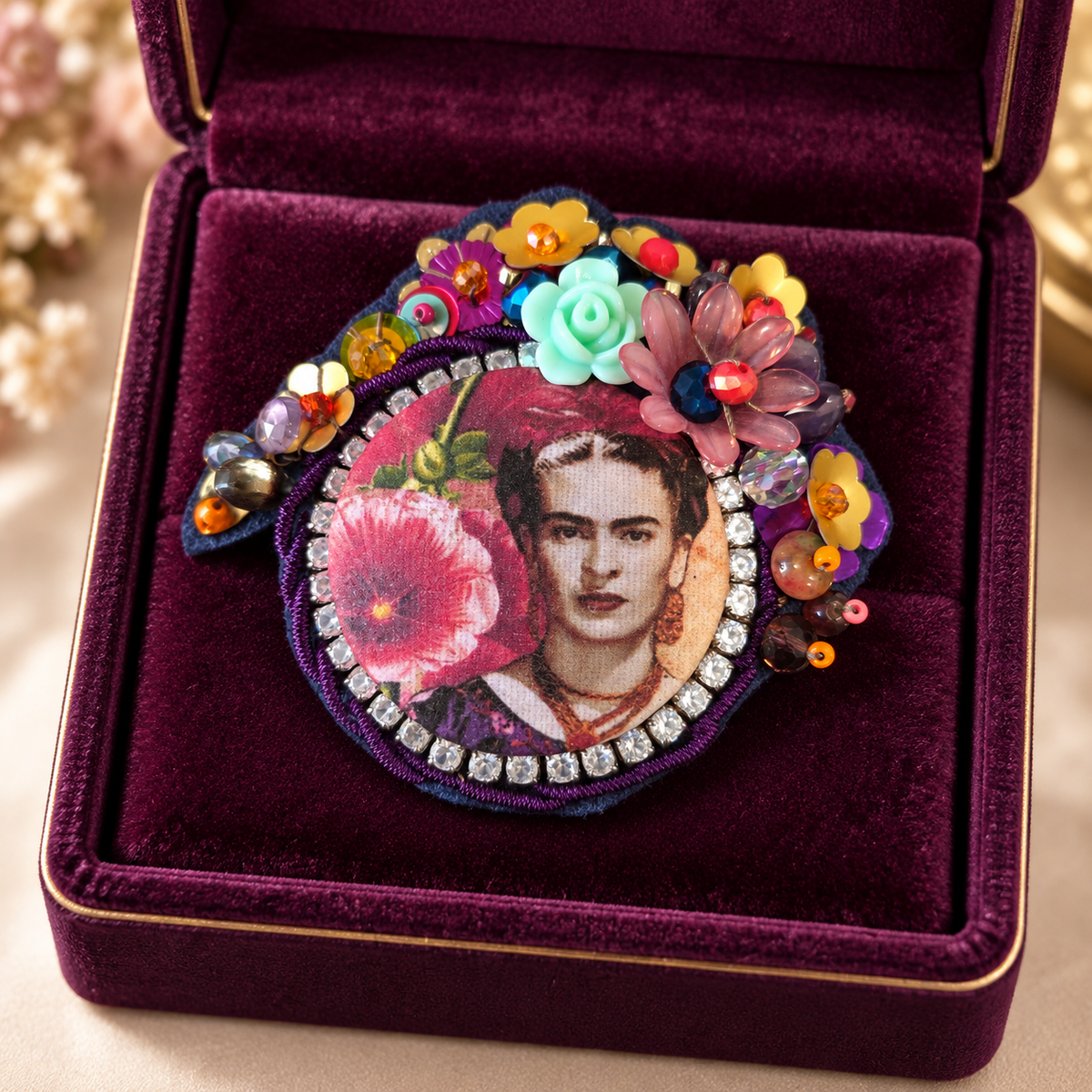 Le Jardin de Frida – Broche brodée à la main