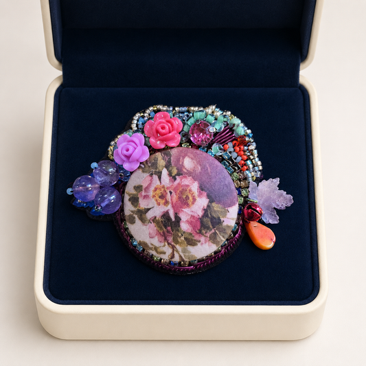 Isadora — Broche fleurie brodée à la main