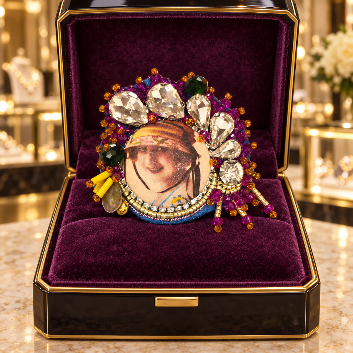 Broche brodée Josefa – Pièce unique