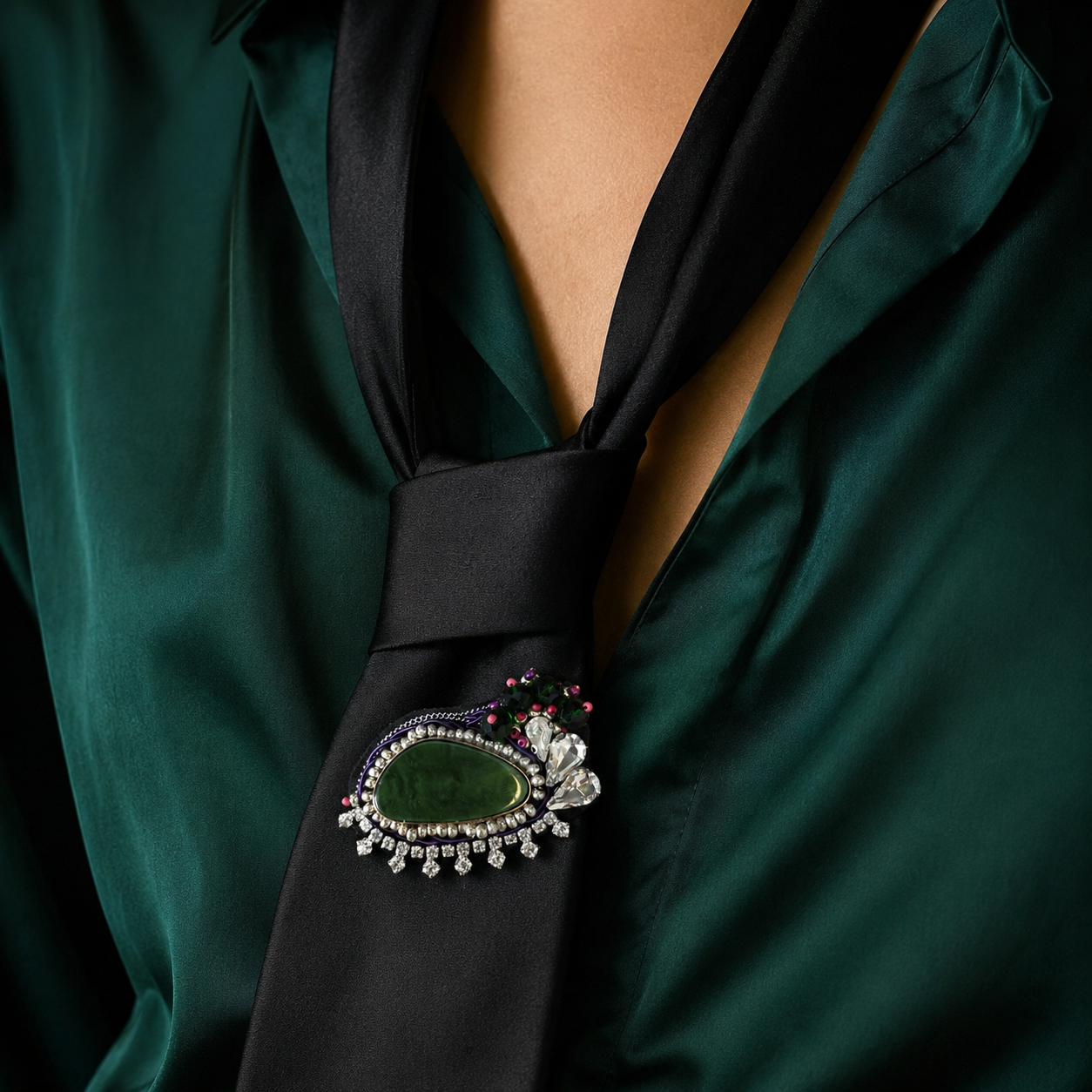 Broche brodée. Fascination – Collection Émotions